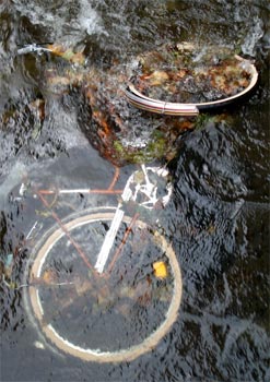 Fahrrad im Bach